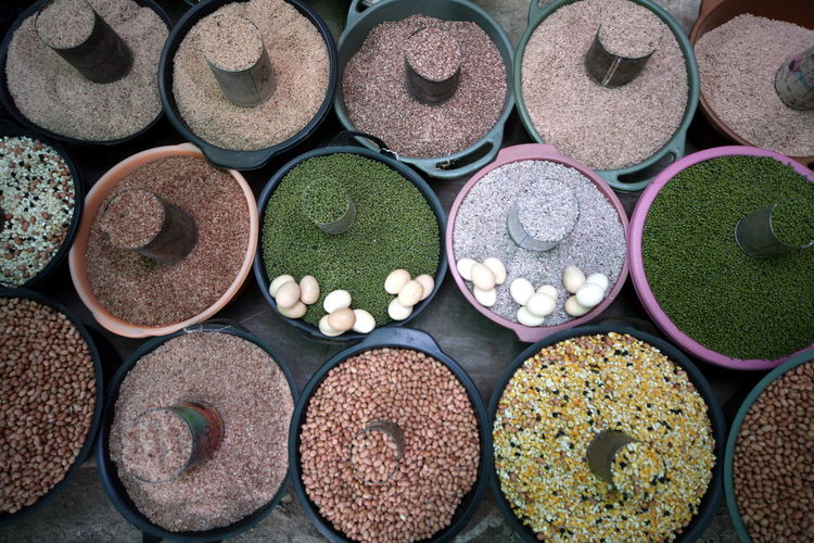 Wholegrain lentil beans at displayed grocer shop
