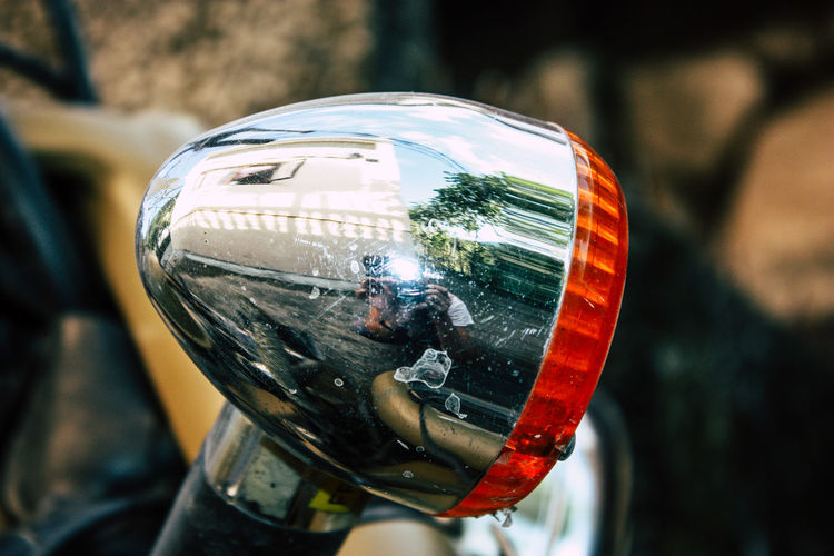 Close-up of motorcycle light