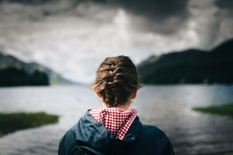 Adult Adults Only Cloud - Sky Day Headshot Human Hair Leisure Activity Long Hair Nature One Person One Young Woman Only Outdoors People Real People Rear View Sky Water Young Adult Scotland Fresh On Market 2017