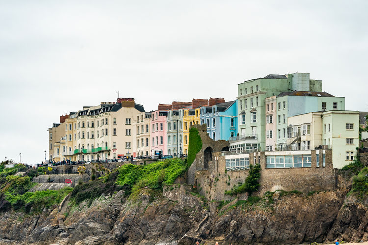 Colorful clifftop houses in tenby, pembrokeshire, wales