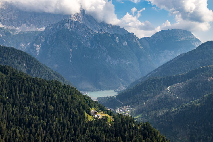 Countryside around lake alleghe , veneto, italy