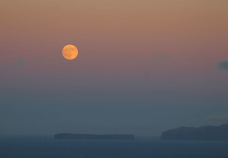 Scenic view of sea against sky at sunset
