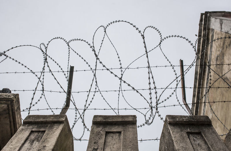 Concertina wire placed on the top of a wall