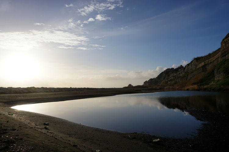 Scenic view of lake against sky