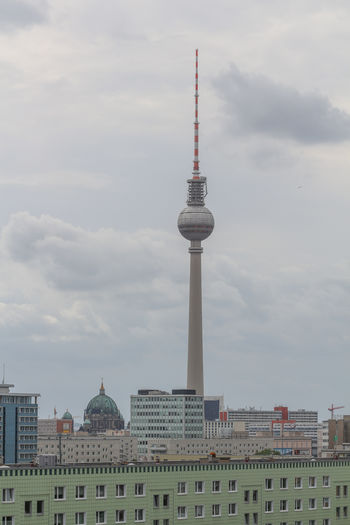 View of the television tower with gdr prefab architecture