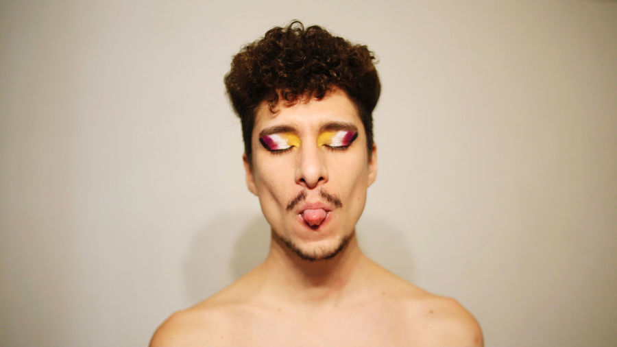 Portrait of shirtless man
