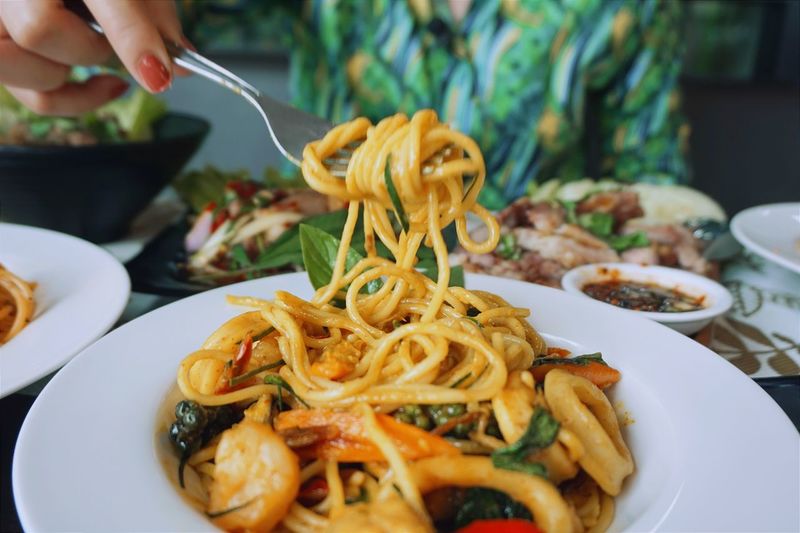Close-up of food served in plate