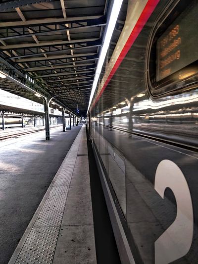 Train at railroad station platform