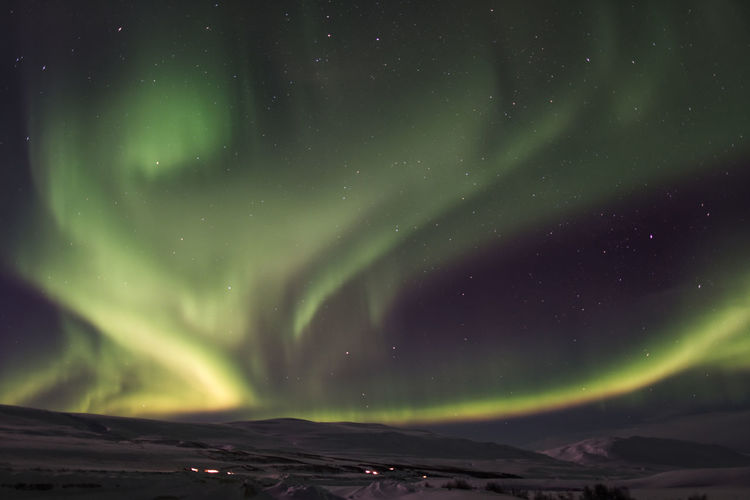 Beautiful norrhern lights near akureyri