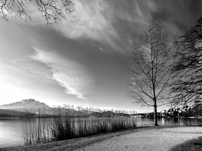 Scenic view of lake against sky