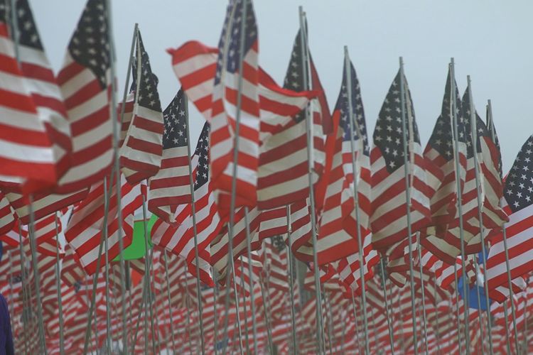 Large group of american flags