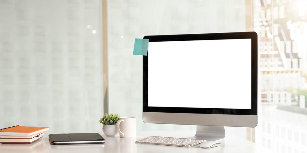 Workplace mockup concept. mock up modern home decor desktop computer.mockup desktop
