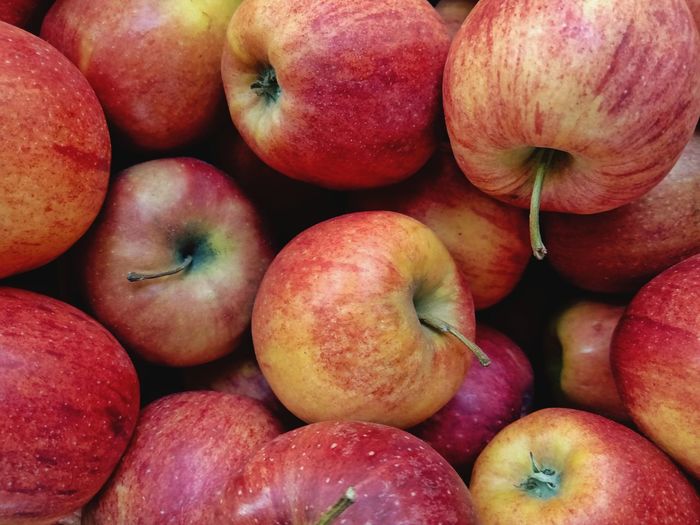 Full frame shot of apples for sale at market stall