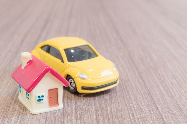 Close-up of toy car on table