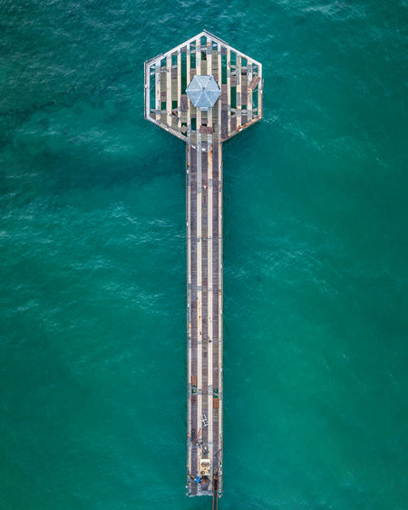 Directly above shot of pier over sea