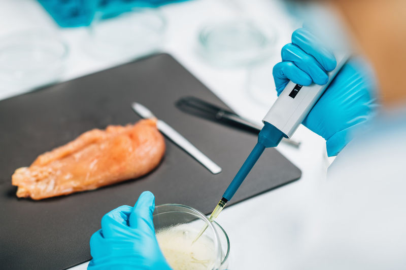 Antibiotic residues in chicken meat - food quality inspection in laboratory
