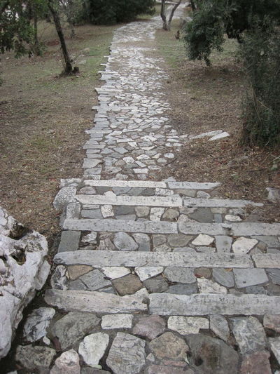 Surface level of cobblestone footpath