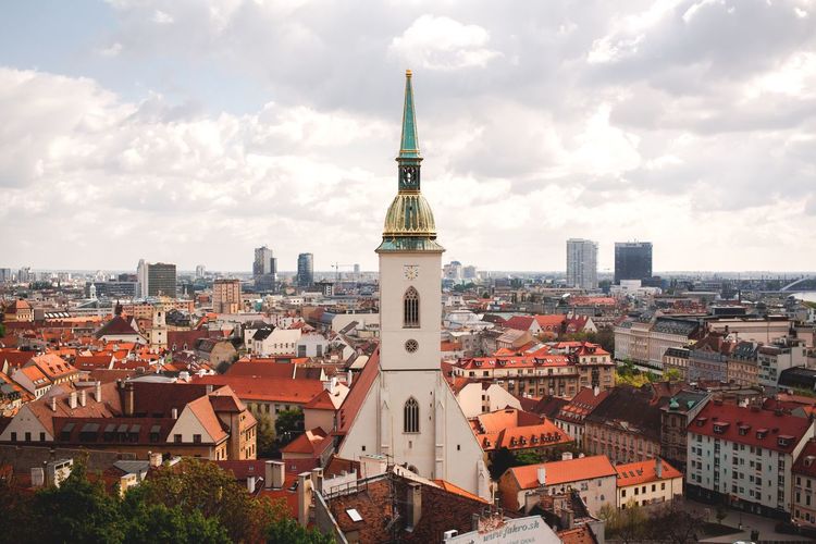 High angle view of bratislava cityscape