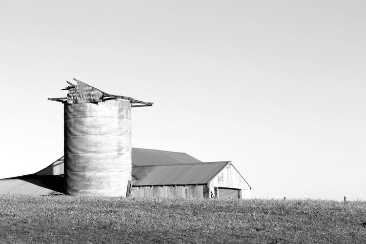 Broken down silo in a rural scene