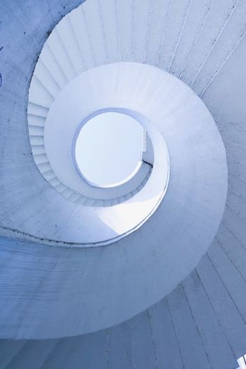 DIRECTLY BELOW OF SPIRAL STAIRCASE