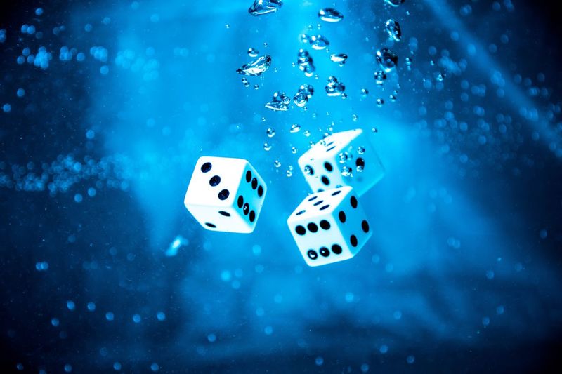 Close-up of dices in water