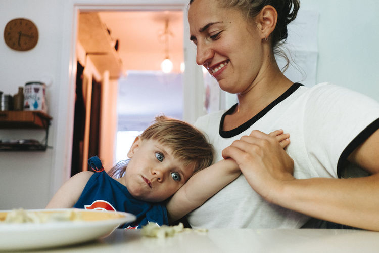 Toddler girl with mother