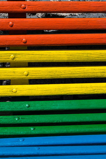 Full frame shot of multi colored bench