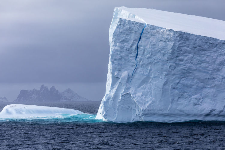 Iceberg in sea against sky