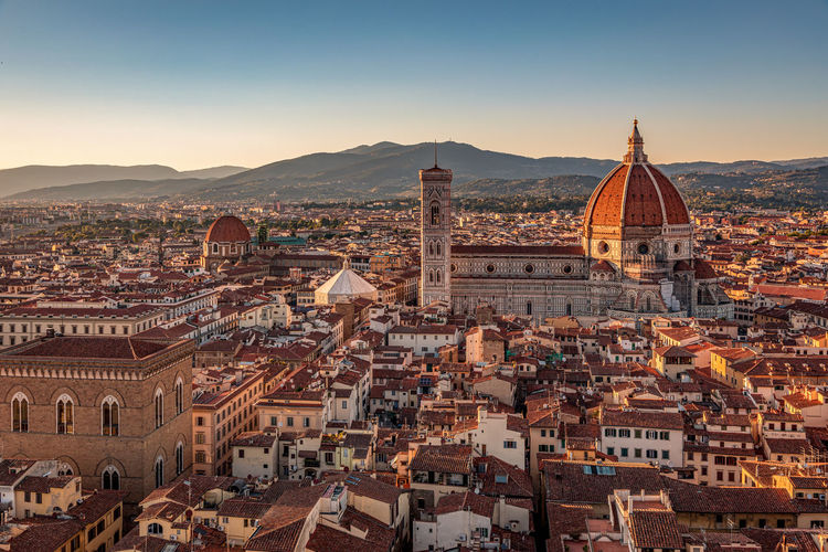 View of cathedral of santa maria del fiore, known for its red-tiled dome, florence, italy
