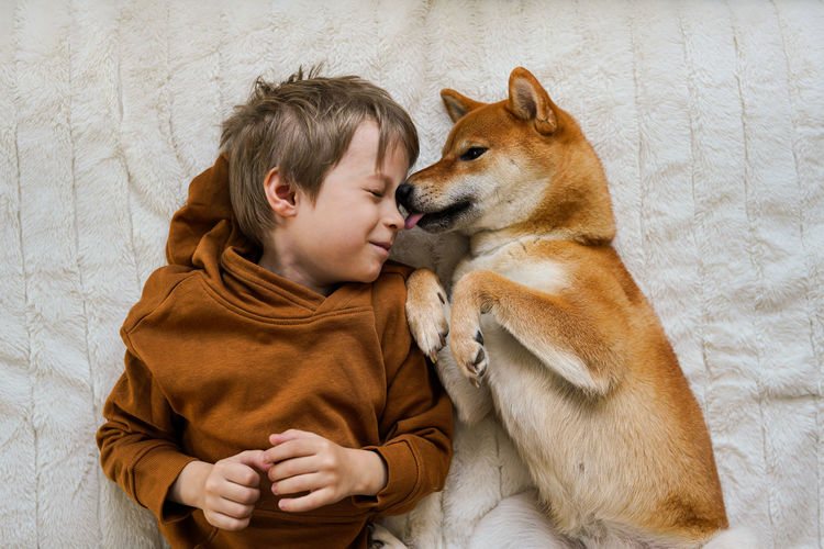 Portrait of woman with dog