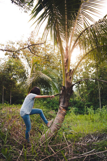 Side view of man standing on land