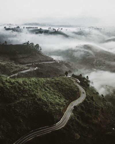 High angle view of mountain road
