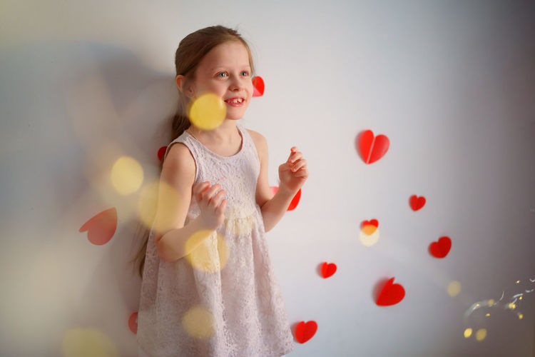 Valentine's day, girl with hearts