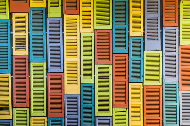 Full frame shot of multi colored windows