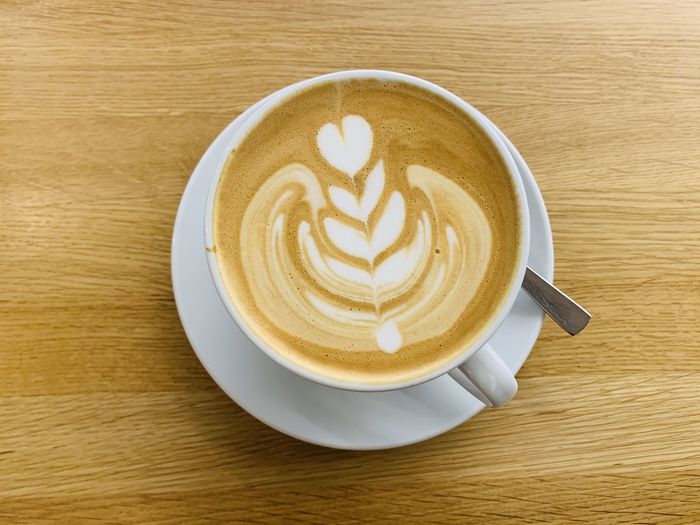 Directly above shot of cappuccino on table