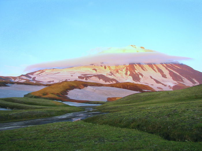 Scenic view of mountains against clear sky