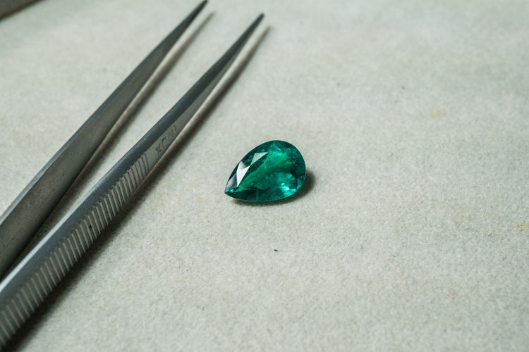 High angle view of green glass on table