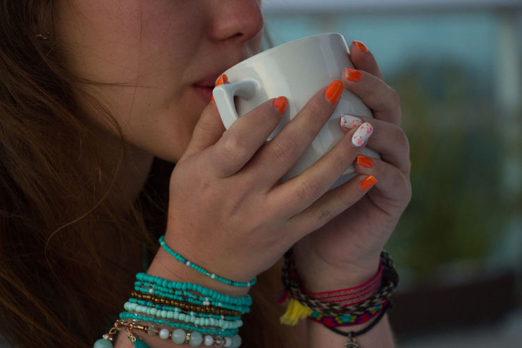 Woman drinking coffee