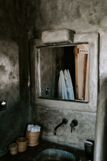 Interior of abandoned bathroom