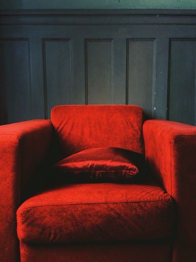 Red sofa at home