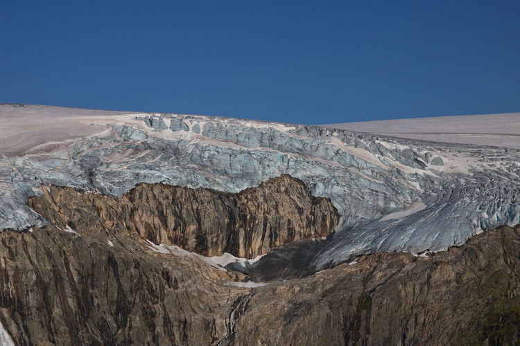 Panoramic view of landscape against clear blue sky