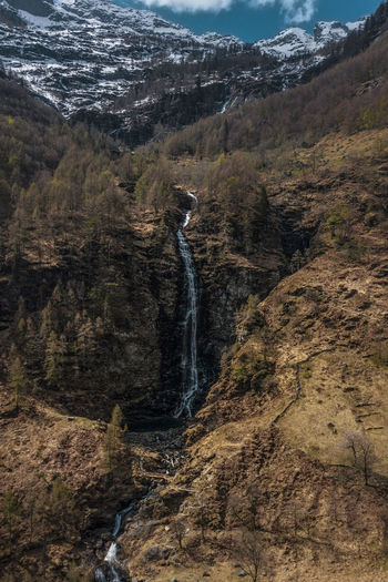 High angle view of waterfall on mountain