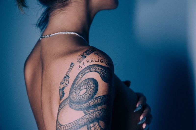 Bang bang Tattoo Lifestyles Shirtless Tattooing Young Women Ink Human Hand Creative Photography EyeEmNewHere Human Body Part The Week On EyeEm Models Inkedgirls Alternativemodel Tattoos The Still Life Photographer - 2018 EyeEm Awards