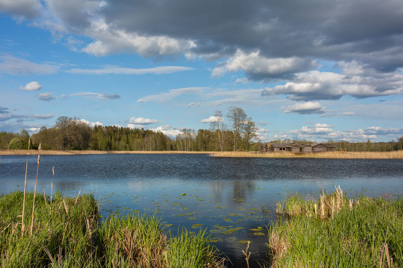 Scenic view of lake against sky