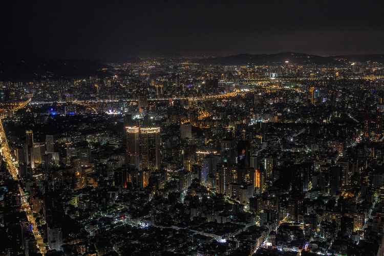 Taipei city at night taken atop of taipei 101 observatory