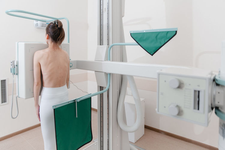 Woman having mammography scanning