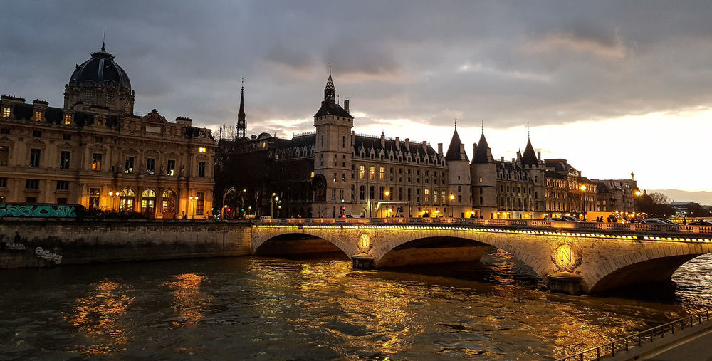 Bridge over river in city of paris, france
