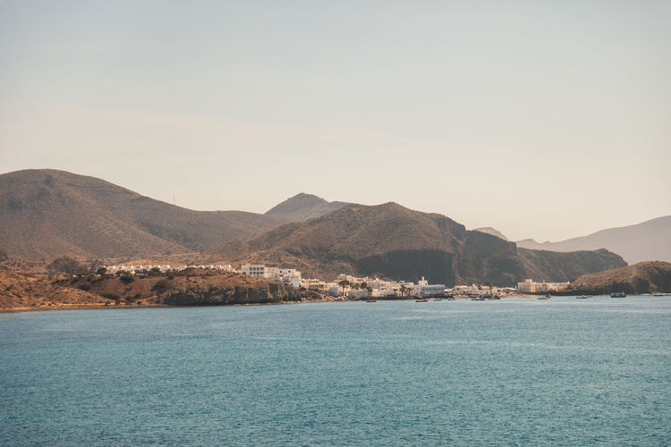 Views of escullos beach and surroundings, in almeria, spain