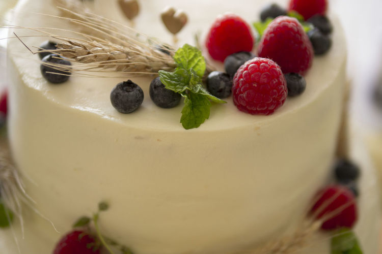 Close-up of strawberry cake