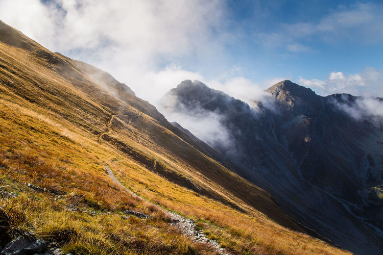 Scenic view of mountains against sky